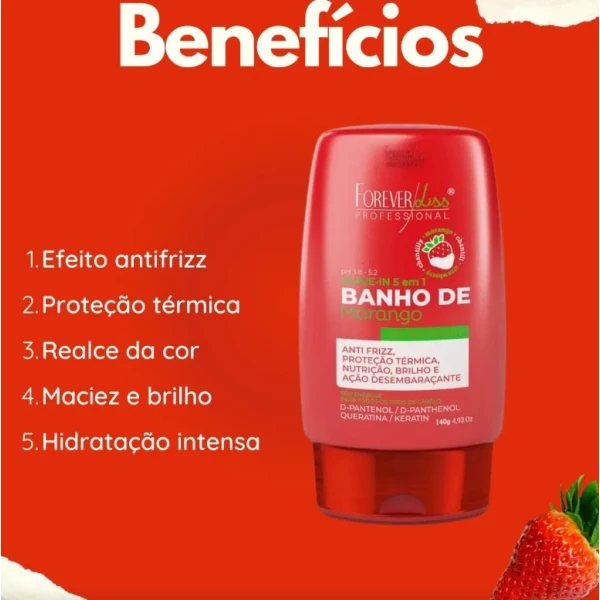 FOREVER LISS  - LEAVE-IN BANHO DE VERNIZ MORANGO 5 EM 1140g