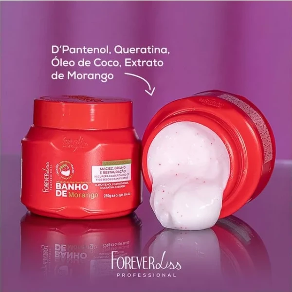 FOREVER LISS - MÁSCARA BANHO DE VERNIZ MORANGO 250g