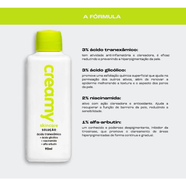 CREAMY - TÔNICO CLAREADOR DE MANCHAS ÁCIDO TRANEXAMICO 90ml