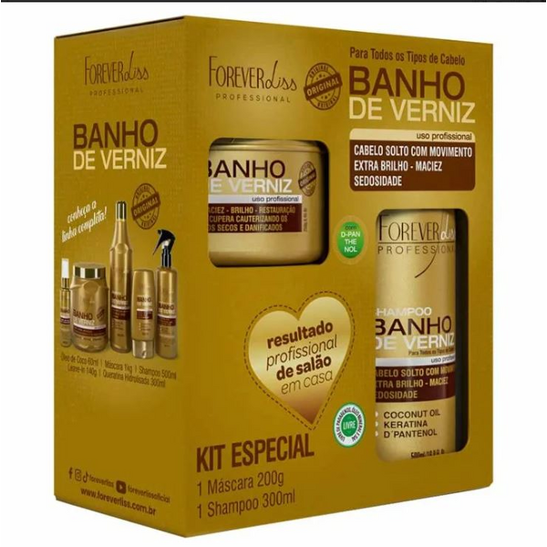 FOREVER LISS - KIT ESPECIAL BANHO DE VERNIZ - SHAMPOO 300ml e MÁSCARA 250g